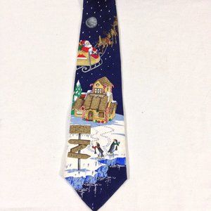 Van Huesen 100% Silk Santa North Pole Christmas Tie 58"inches